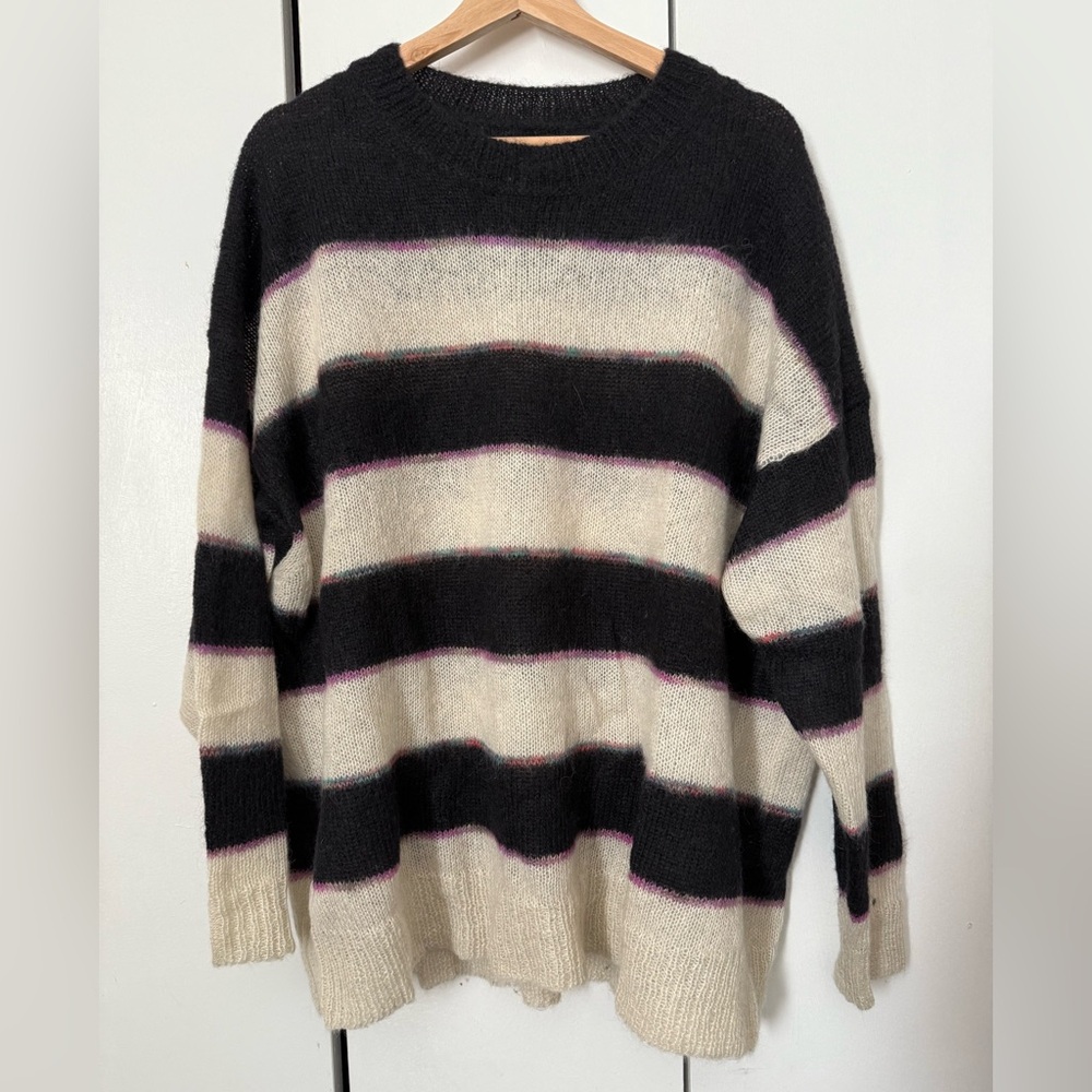 Striped Black and Cream oversized Women's Sweater